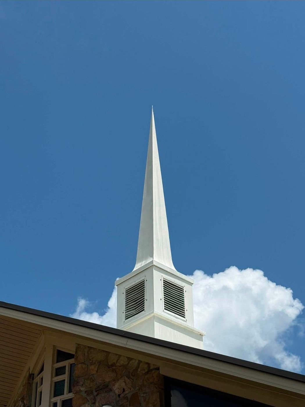 Church steeple after soft washing